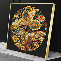 Cross-stitch 2021 New embroidery Chinese triptych painting dragon and phoenix present year more than five Fu Linmen Chu Yan Feng Huang Huang