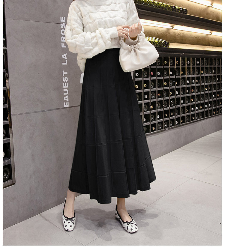 超长半身裙女秋冬加长款到脚踝针织a字高个子中长裙子冬季大摆裙