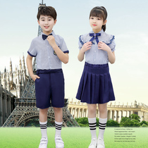 61 Childrens Grand Choral Performance Costume Summer Short Sleeve Inglém Wind School Clothes Elementary And Middle School Students Pure Cotton Performance Clothes
