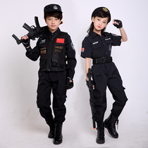 Childrens small uniformed minor traffic police acting out of the kindergarten stage uniforms small police uniform men and women special police performance clothes