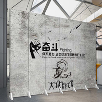 Customized company LOGO image wall screen partition office fashion front desk corporate culture inspirational background folding