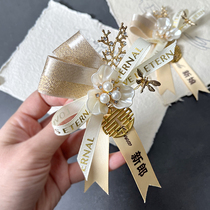 Han Style Champagne Breasts Groom Groom Bride wedding with bridegroom bridesmaid wedding flap Sister Group Wrist Flowers Full
