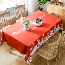 Christmas theme style tablecloth fabric cotton linen waterproof disposable tablecloth rectangular tea table tablecloth New Year tablecloth