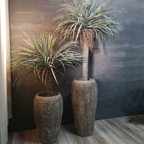 Wood cement flower pot floor flower flower floor vase retro large vase new soft large pottery cans living room large swing piece nostalgia