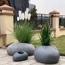 Simulated stone flower pot large oval-shaped Nordic windglass steel heterogeneous cobble simulation plant