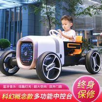Science fiction concept childrens electric car can sit on the baby remote control car Childrens four-wheel toy baby swing stroller
