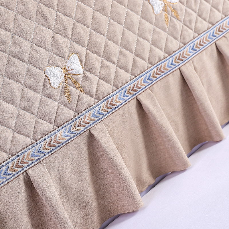 纯色加厚全棉床头罩 布艺床头套皮床防尘罩保护套 夹棉木板床头布