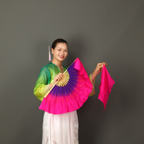 Real silk bifacial fan Asymptotic Purple Rose Drum Light Small Flowers silk fan Sprout Song Fan China Dance Classical Wind Dance Fan