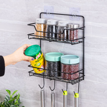 Kitchen supplies home complete multi-layer seasoning rack wall hanging free punching multi-functional refrigerator side storage rack