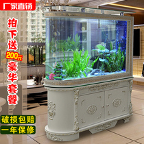 European-style bullet ecological fish tank aquarium living room screen partition 1 1 1 2 1 5 meters bottom filter-free water