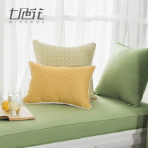 Cotton and linen light bamboo green American bay window mat customized pastoral bedroom windowsill mat Sponge living room tatami cushion