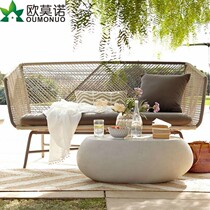 Nordic Outdoor Rattan sofa Living room Five pieces of set designer rattan chairs removable and casual balcony rattan sofas combination