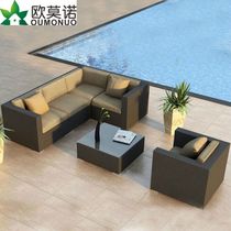 Outdoor Casual Rattan sofa Balcony Patio Courtyard Rattan Table and chairs tea table Composition Garden Hotel Villa Imitation Rattan Table and chairs Furniture