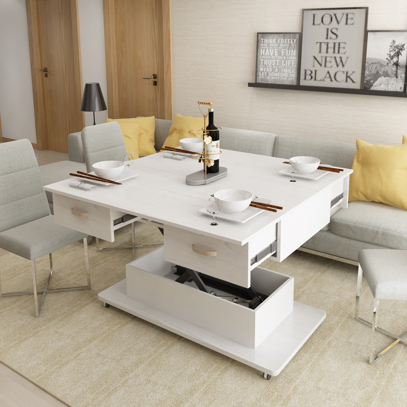 简约升降茶几餐桌两用小户型客厅电动多功能可