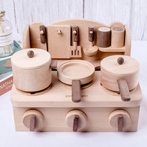 Children's wood mini-kitchen simulation is home-made beech kitchen fruit and vegetable assembly toys 2 years old 3 toys