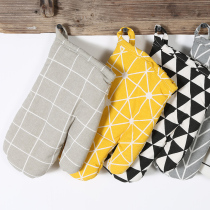 Nordic Wind Cotton Hemp Thickened Thermal Insulation Gloves Kitchen Thickened Roaster Oven Microwave Oven Gloves