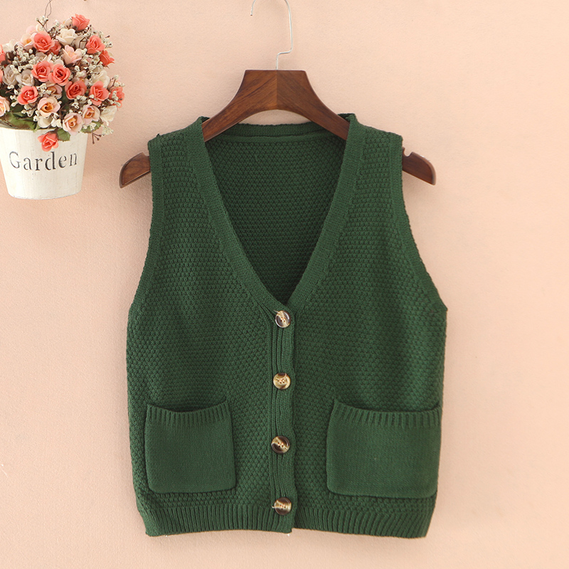 Knitted vest women's autumn and winter short outerwear sweater coat wool vest women's spring and autumn self-cultivation outer vest cardigan