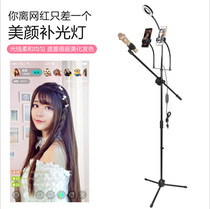 Floor phone stand MIC fill light floor stand Live microphone stand Dual phone k song beauty stand