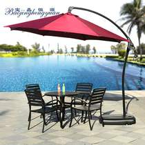 Outdoor Anticorrosive Wood Aluminum Alloy IRON ART CASUAL BALCONY TABLE AND CHAIRS SUN UMBRELLA COMBINED OUTDOOR GARDEN CAST ALUMINUM COFFEE