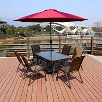 Outdoor table and table combined outdoor open air balcony Leisure tea table Garden Courtyard Rectangular table umbrella Chair Three-five sets