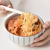 Japan imports Bozo see burnt blue painted gift box and wind ceramic household noodle bowl suit big soup bowl salad bowl