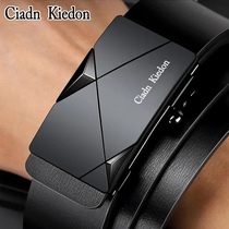 Belt mens head floor real cow leather wearing mens leather pants leather pants with toothless automatic buckle pants girdle CI92