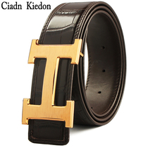 Mens belt stainless steel buttoned headband Bull Leather Pants With Belt Inside Buttoned Business Casual Gift Box CI22 Bag Sides