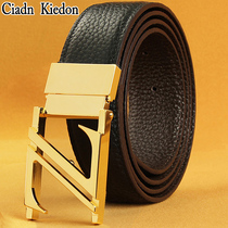 Belt Mens Plate Buckle Pants Belt Head Layer Bull Leather Pants With Pure Copper Plate Buckle Pants Belt Pidai Smooth Buckle CI11