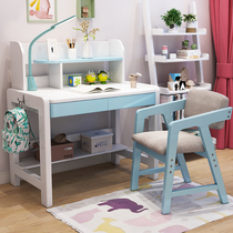 Solid Wood Childrens desk writing table and chair set for household primary school students can lift simple small apartment 80cm learning table