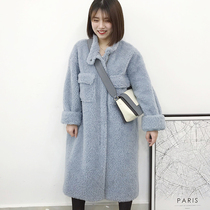 Imported lamb fur fur real wool one coat womens winter New sheep-cut hooded long detachable coat