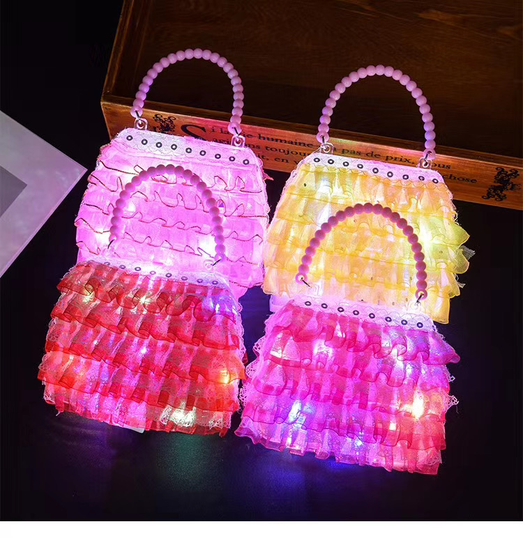 Girl Plastic Cute Children Toy Bag Princess Luminous Handbag Bag Luminous Night Market Stall Toy Square-Taobao