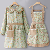 Womens apron with sleeves is beautiful and fashionable 2022 new net red long-sleeved kitchen home cute princess style Korean style