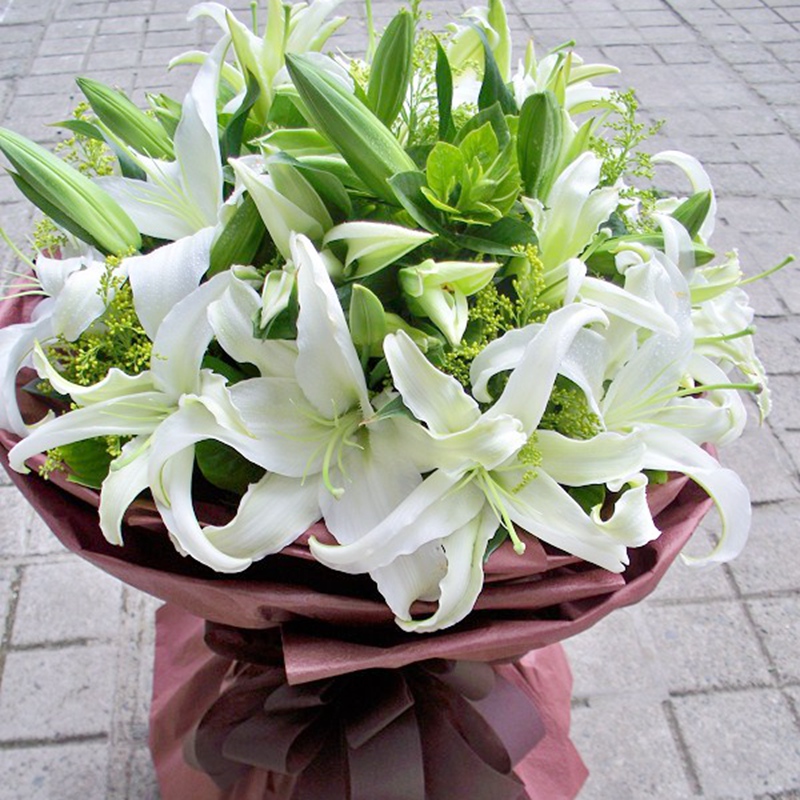 百合畅销花束鲜花速递福送花领导鲜花预订生日鲜花