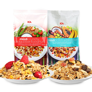 【直营】瑞典ICA早餐即食水果麦片燕麦片保质
