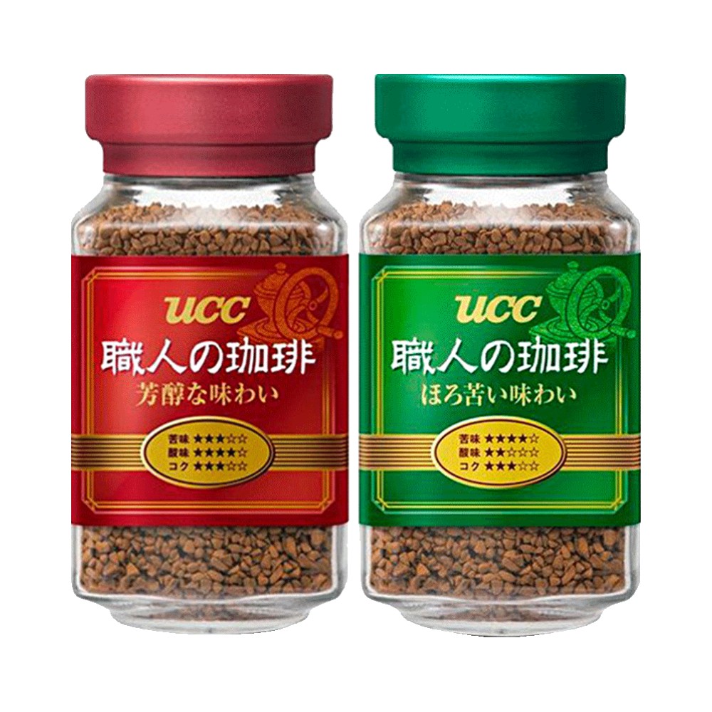 ucc职人咖啡速溶咖啡粉绿标红标90g2瓶