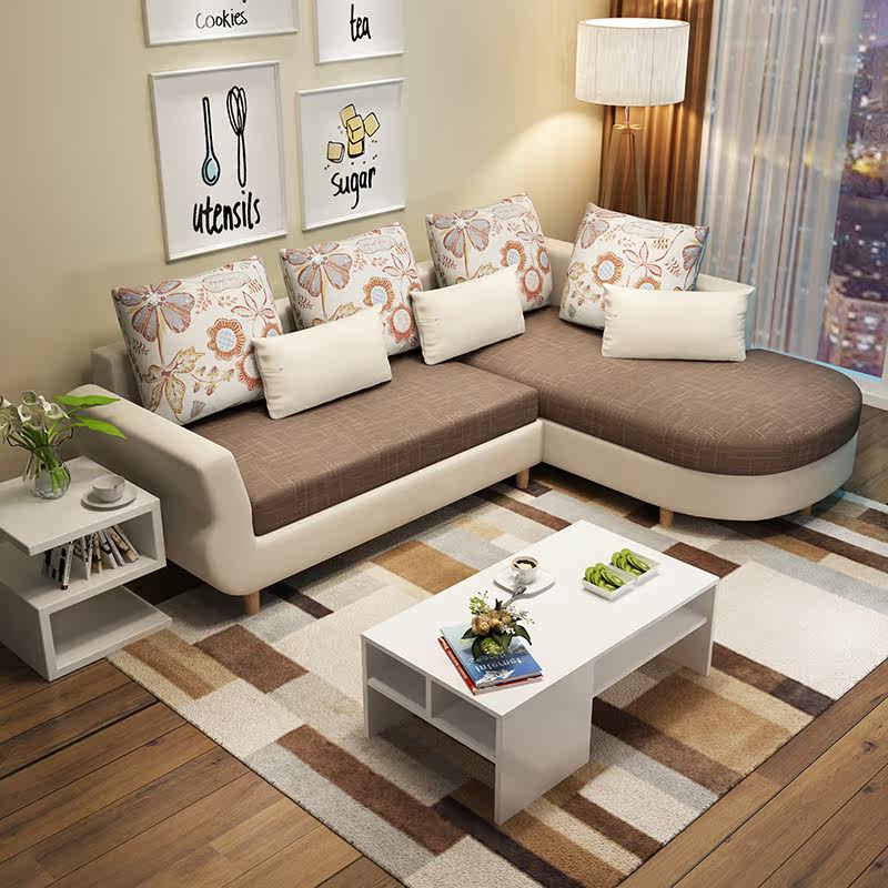 迷你三人沙发经济型布艺小户型懒人北欧简约现代客厅3 1整装个性_5折