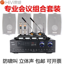 Hivi Small and medium-sized conference room audio set Wall-mounted conference speaker Power amplifier system Wireless microphone