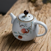 Ruyao hand-painted Apple large Jingdezhen handmade ceramics home kung fu tea set bubble teapot open film can raise teapot