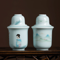 Fanyue Jingdezhen hand-painted beauty Qianli Jiangshan Chinese style wine wine wine rice wine home warm jug Cup