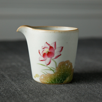 Jingdezhen full hand-painted quaint rough pottery lotus flower gongdo Cup household kung fu tea set Tea Division uniform Cup ceramic male Cup