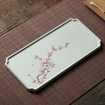 Jingdezhen hand-painted aesthetic art fan peach blossom pottery simple kung fu tea set dry bubble long tea plate pot
