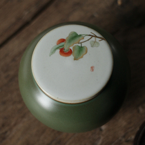 Jingdezhen hand-painted Persimmon tea jar Japanese quaint ceramic pure hand-waking tea pot household small green orange tea warehouse