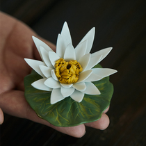 Tea pet hand-pinched ceramic flower ornaments Lotus White Lotus water lily white camellia Zen incense cut incense plug