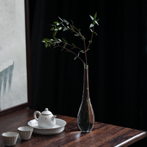 Zen Japanese glass vase transparent Chinese flower arrangement living room desktop ornaments Jade net water droplets simple