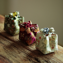 Chinese traditional handmade brocade kung fu tea cup thick bag thick business trip owner tea cup cloth bag