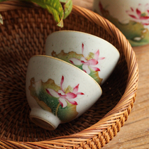 Jingdezhen Fanyue ceramic clay without light white hand-painted elegant lotus master tea cup large kung fu tea cup