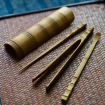 Unmankung Fu tea ceremony zero with four-piece set of carbonized bamboo natural tea set accessories Tea Tea Needle tea spoon tea clip