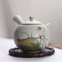 Not Van Jingdezhen ceramic hand-painted kung fu tea set teapot Japanese Lotus Lotus side pot pot bubble teapot