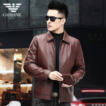 men's autumn and winter Haining collar leather jacket business cowhide leather jacket