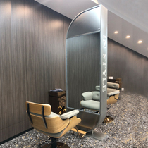 Barber shop mirror table hair salon special double-sided Net red hot dyeing mirror hair mirror hair cutting floor can hang wall with lamp